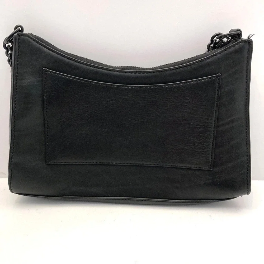 Thacker Handbag Black Leather Chain Handle Crossbody Strap Small Convertible